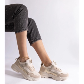 Deportivas beige con inserciones de purpurina 3