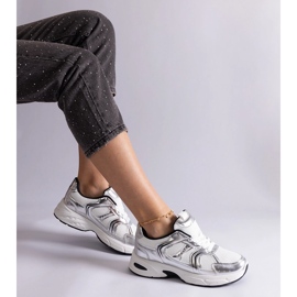 Zapatillas blancas y plateadas para mujeres plata 2