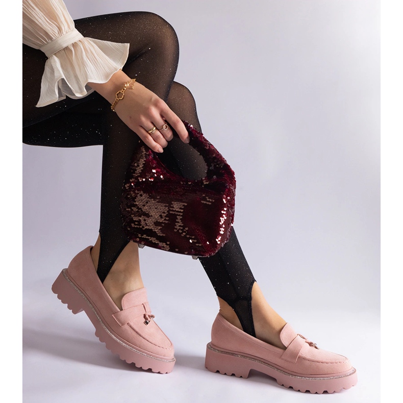 Mocasines de ecopiel rosa 1
