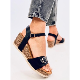 Sandalias cuña corcho negro 5