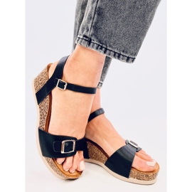 Sandalias cuña corcho negro 3