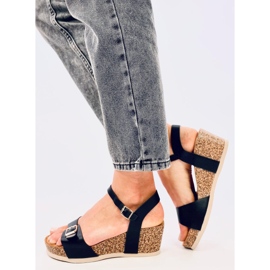 Sandalias cuña corcho negro 4