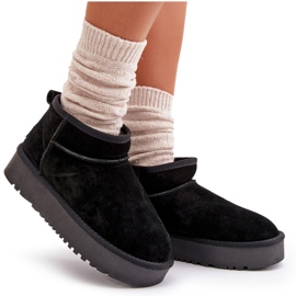 Botas de nieve de gamuza para mujeres en la plataforma negra negro 4