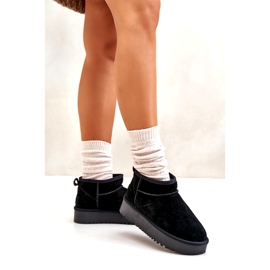 Botas de nieve de gamuza para mujeres en la plataforma negra negro 2