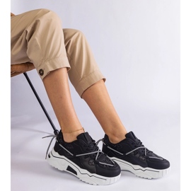 Zapatillas de deporte para mujeres negras con brillo negro 2