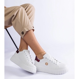 Zapatillas blancas y burdeos con suela gruesa. blanco 1