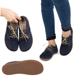 Olivier Zapatos de cuero minimalista de mujer descalzo 1082 Navy Nubuk azul 2
