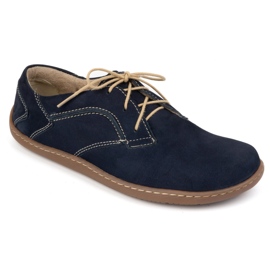 Olivier Zapatos de cuero minimalista de mujer descalzo 1082 Navy Nubuk azul 5