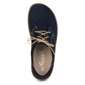 Olivier Zapatos de cuero minimalista de mujer descalzo 1082 Navy Nubuk azul 7