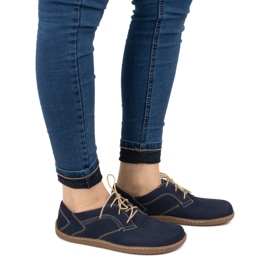 Olivier Zapatos de cuero minimalista de mujer descalzo 1082 Navy Nubuk azul 8