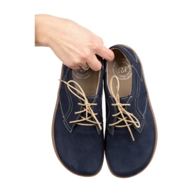 Olivier Zapatos de cuero minimalista de mujer descalzo 1082 Navy Nubuk azul 1