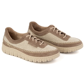 Olivier Zapatos mujer de piel con suela gruesa 0759W, beige 3