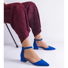 Sandalias azules en un poste bajo 2