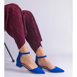 Sandalias azules en un poste bajo 3