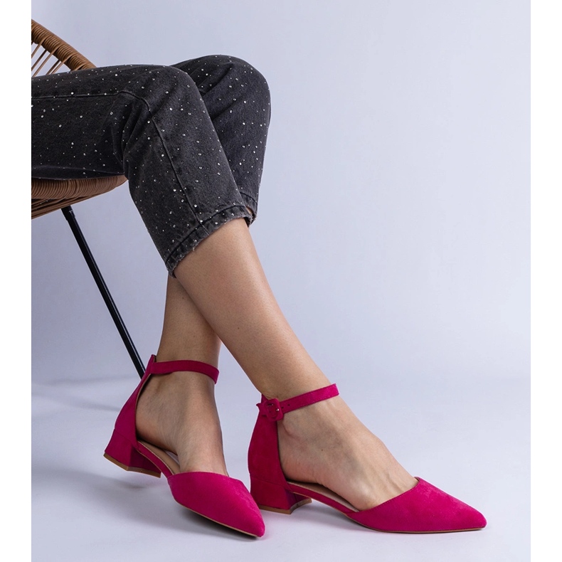 Zapatos de tacón bajo rosa oscuro 2