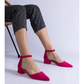 Zapatos de tacón bajo rosa oscuro 1