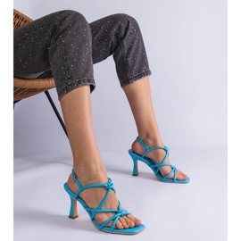 Tacones altos azules con nariz cuadrada 2