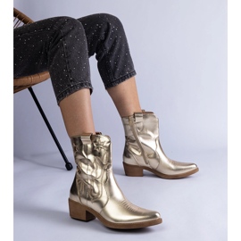 Botas cowboy mujer doradas con botines tacón metalizado dorado 1