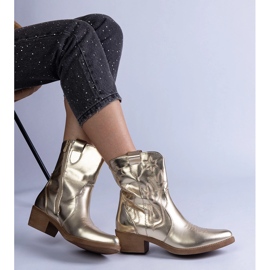 Botas cowboy mujer doradas con botines tacón metalizado dorado 2