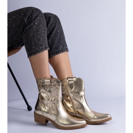 Botas cowboy mujer doradas con botines tacón metalizado dorado 3