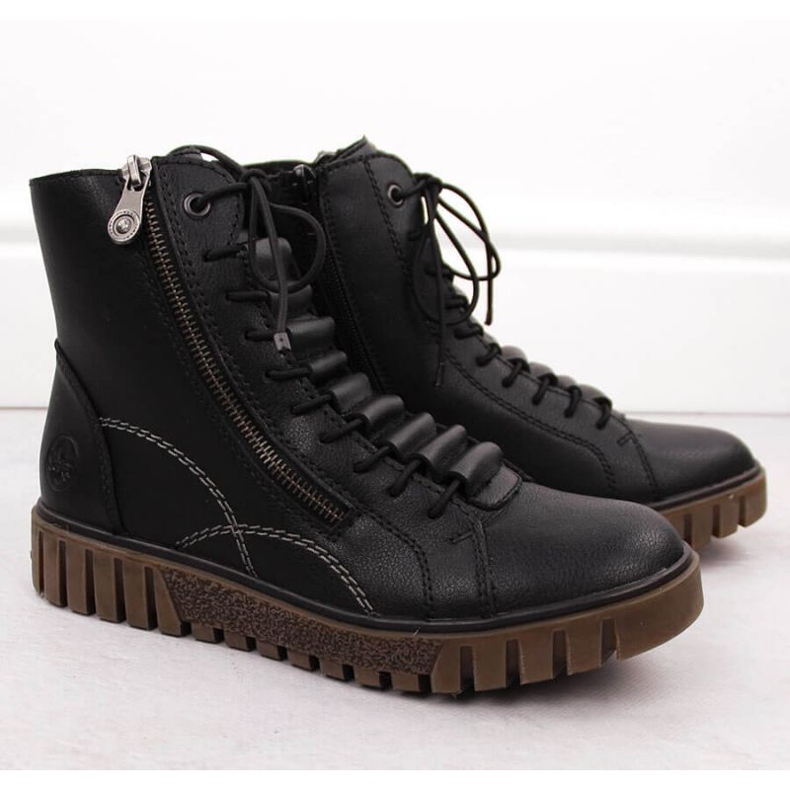 Botas de cuero Rieker de mujer Y3410-00 Negro 2 Botas de cuero Rieker de mujer Y3410-00 Negro 2