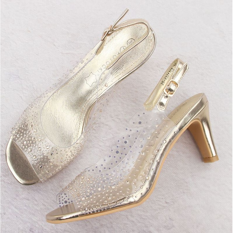 Potocki W WS43317 WOL284B sandalias de tacón alto dorado 2