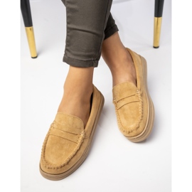 Mocasines de gamuza para el camello femenino beige 3