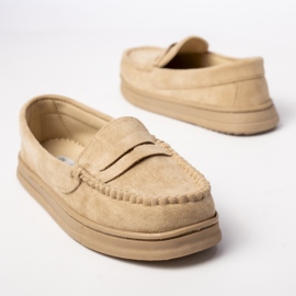 Mocasines de gamuza beige para mujeres 1