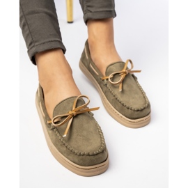 Mocasines de gamuza verde para mujeres con arco 4