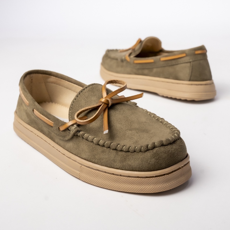 Mocasines de gamuza verde para mujeres con arco 2