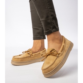 Mocasines de camello femenino, gamuza con arco beige 3