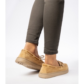 Mocasines de camello femenino, gamuza con arco beige 4