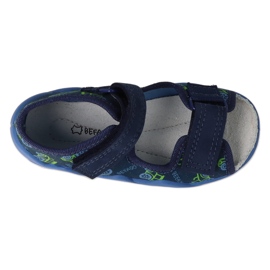 Pantuflas infantiles befado con aplicación de piel 350P053 azul marino/verde 3 Pantuflas infantiles befado con aplicación de piel 350P053 azul marino/verde 3