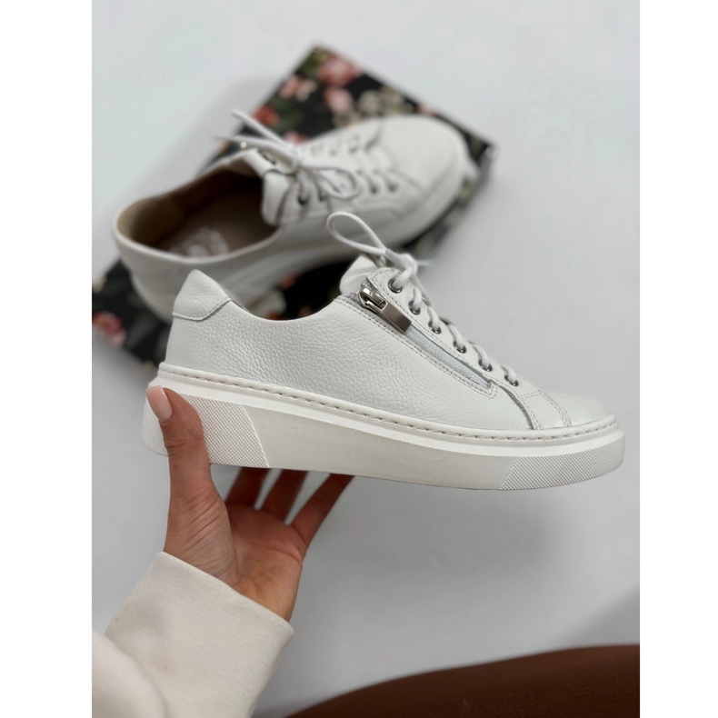 Olivier Zapatos de piel mujer, Deportivas blancas Modelo 1238 blanco 2