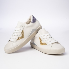 Insertos de oro de zapatillas de deporte para mujeres blanco 3