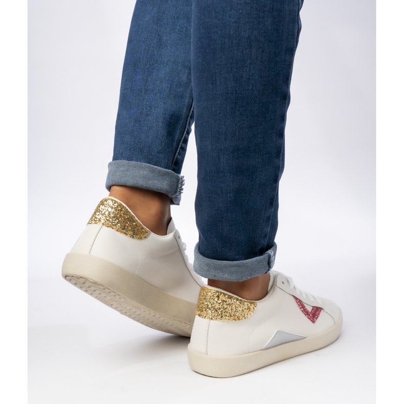 Zapatillas de deporte femenino insertos de durazno blanco 1