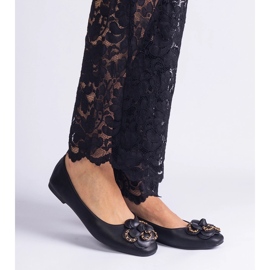 Bailarinas negras decoradas con una flor negro 3