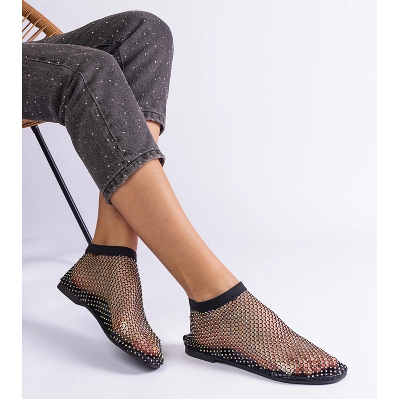 Sandalias de malla negra con circones negro 2 Sandalias de malla negra con circones negro 2