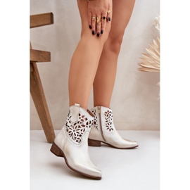 Zazoo 3404 Botas abiertas con cuero de baja tacón limpio dorado 2