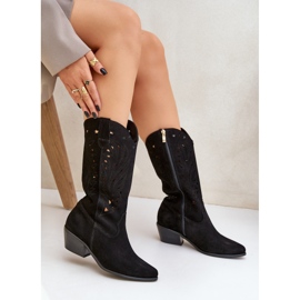 Botas de ante con un Black Uppwork Upper Zazoo 3609 negro 7