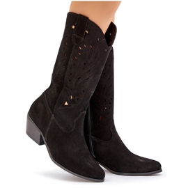 Botas de ante con un Black Uppwork Upper Zazoo 3609 negro 10