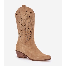 Botas de ante con un beige superior de Zazoo 3609 4