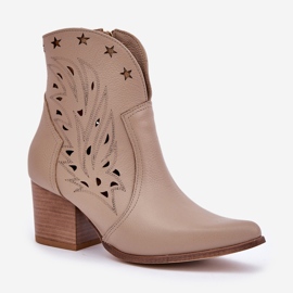 Lewski Shoes Botas de vaquero de cuero de cuero en el pilar de Lewski 3613 Beige oscuro 4