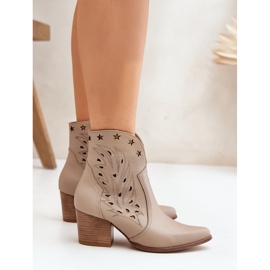 Lewski Shoes Botas de vaquero de cuero de cuero en el pilar de Lewski 3613 Beige oscuro 5