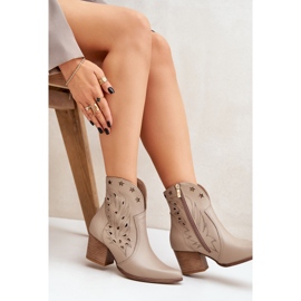Lewski Shoes Botas de vaquero de cuero de cuero en el pilar de Lewski 3613 Beige oscuro 7