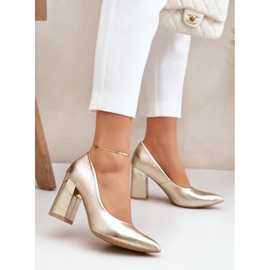 Lewski Shoes Bombas de cuero Lewski 3117 Gold Metallic dorado 2