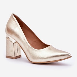Lewski Shoes Bombas de cuero Lewski 3117 Gold Metallic dorado 4