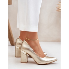 Lewski Shoes Bombas de cuero Lewski 3117 Gold Metallic dorado 5