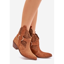 Zazoo 2994 Camel Openwork Cowboy Boots marrón 1