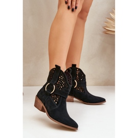 Zazoo 2994 Black Openwork Cowboy Cowboy botas negro 2